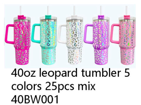 40oz Leopard Holographic Tumbler