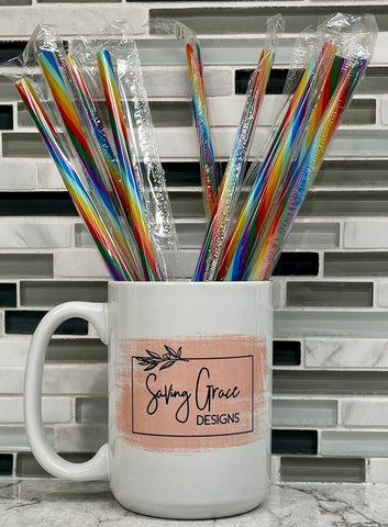 Rainbow Stripes Printed Reusable 9” Straws