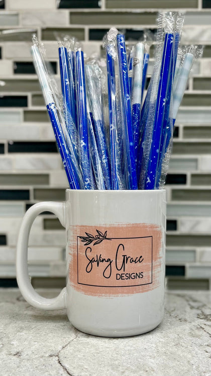 Christmas & Winter Themed Printed Reusable 9” Strawsg