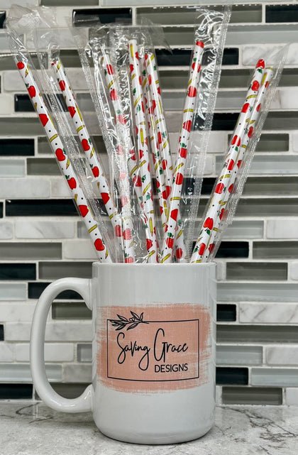 Teacher Supplies Printed Reusable 9” Straws